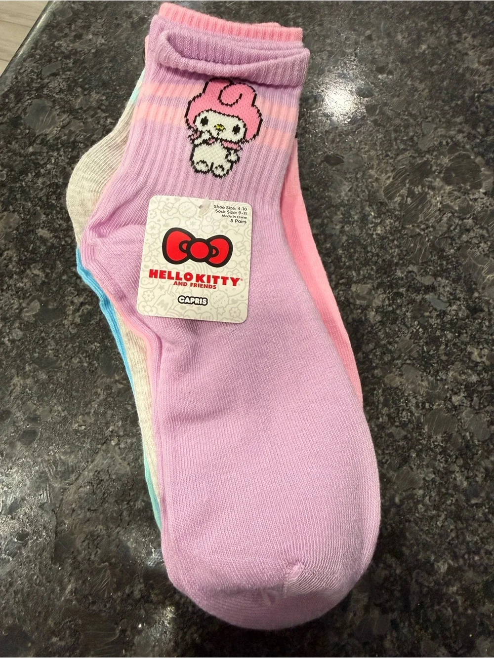 NWT Hello Kitty by Sanrio Mini Backpack Apple Print Pink and Sock Bundle
